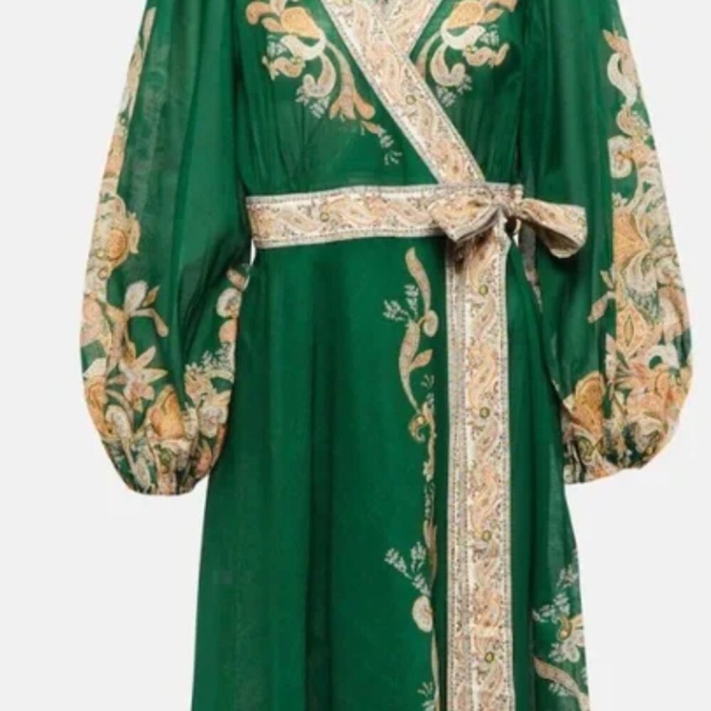 ZIMMERMANN Devi printed cotton wrap dress
